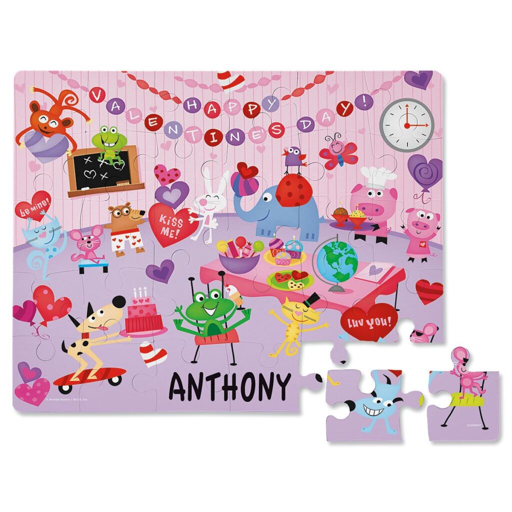 Customizable 30 piece Valentine's Day themed puzzle for kids ages 5 and up.