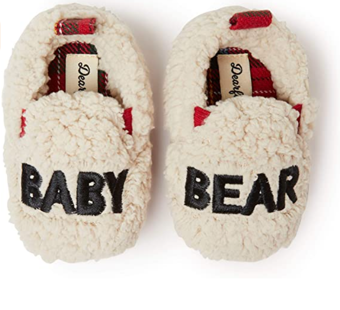 Fluffy Slippers saying Baby Bear.