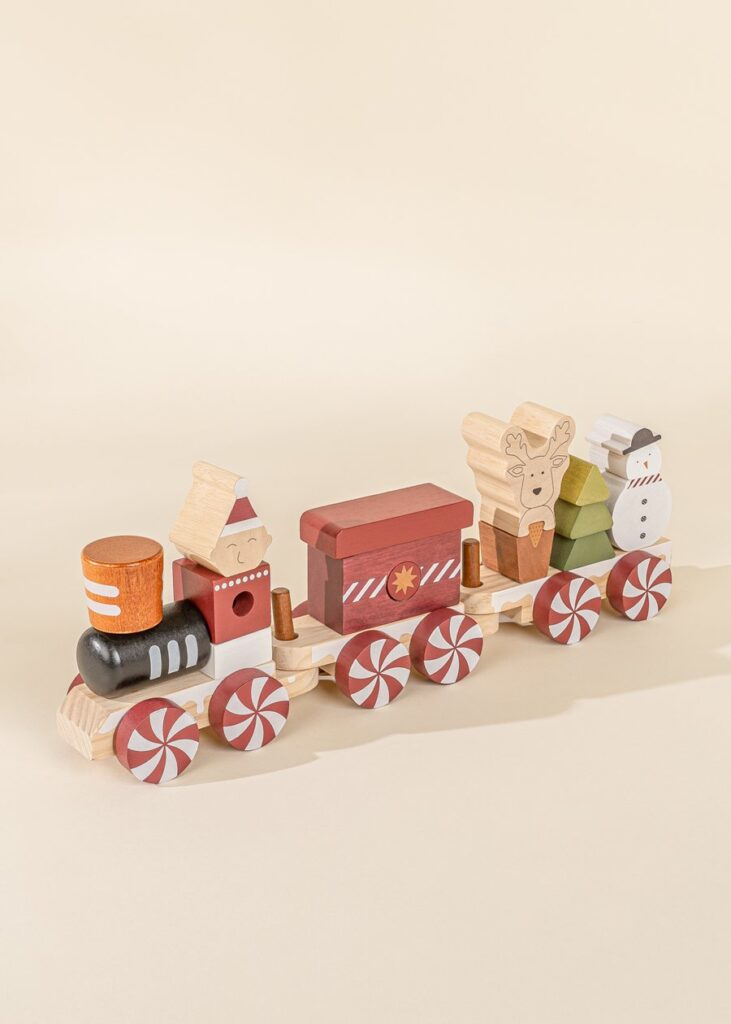 Christmas Themed Wooden Stacking Train