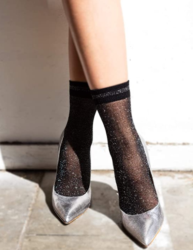 Womens Metallic Shimmering Anklet Socks